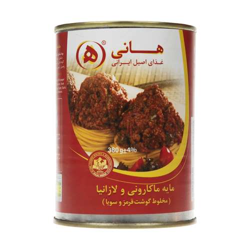 مایه ماکارونی مخلوط گوشت قرمز و سویا هانی مقدار 380 گرم