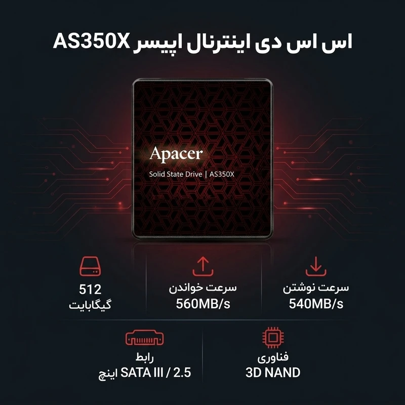 عکس شماره 2 : اس اس دی اینترنال sata iii اپیسر مدل as350x ظرفیت 512 گیگابایت