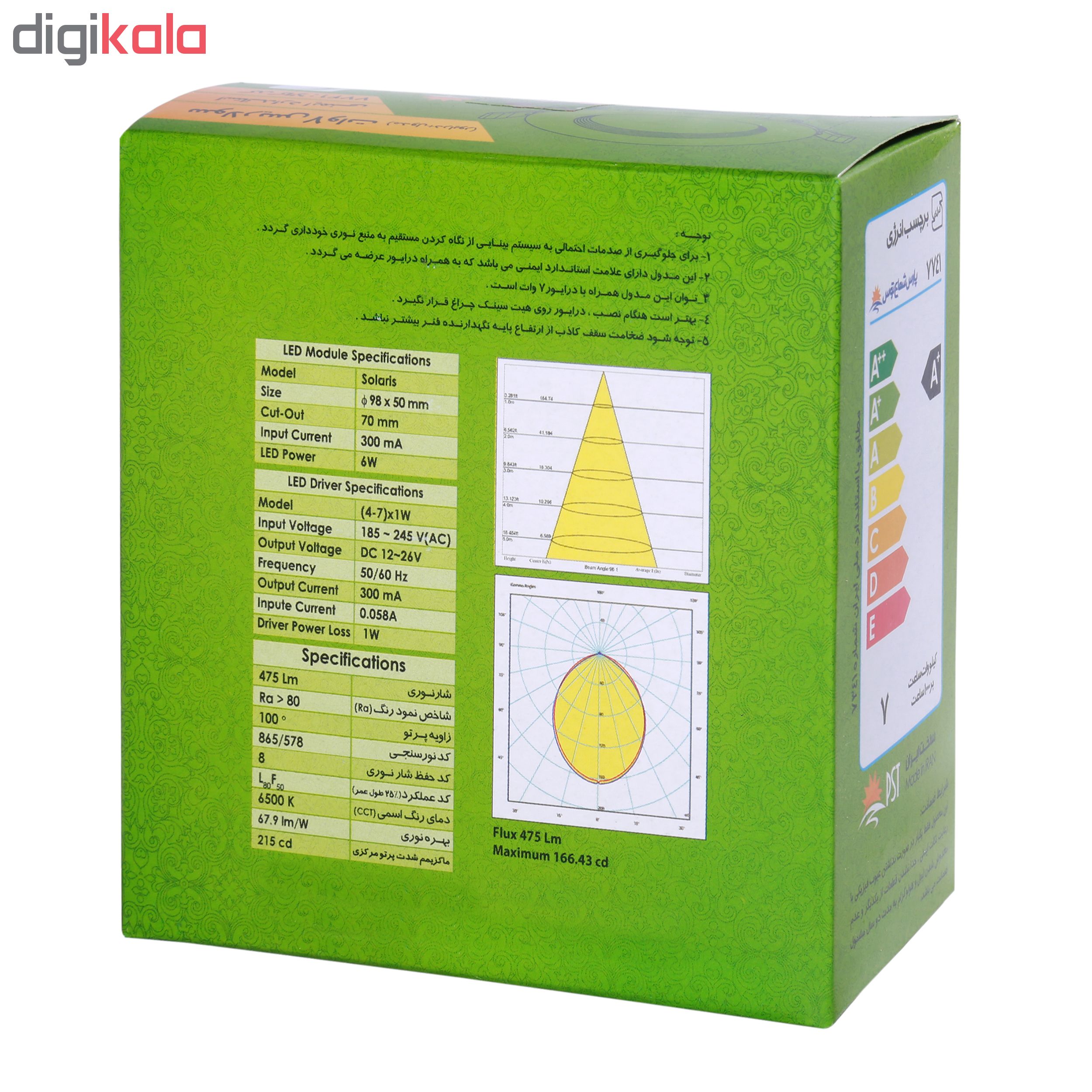 پنل ال ای دی 7 وات پارس شعاع توس مدل SOLARIS عکس شماره 4