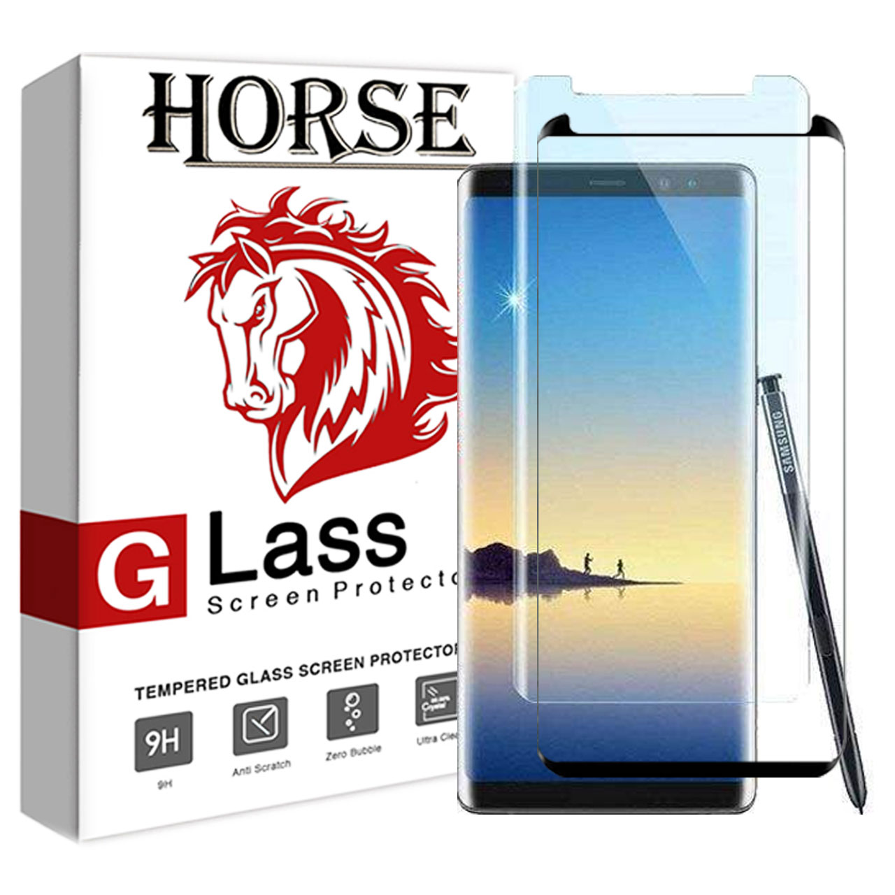 محافظ صفحه نمایش یووی لایت و 6D هورس مدل LVB مناسب برای گوشی موبایل سامسونگ Galaxy Note 8 مجموعه دو عددی