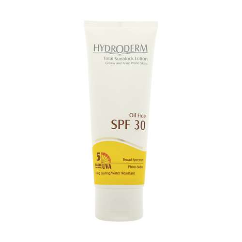 لوسیون ضد آفتاب هیدرودرم سری فاقد چربی SPF30 حجم 75 میلی لیتر