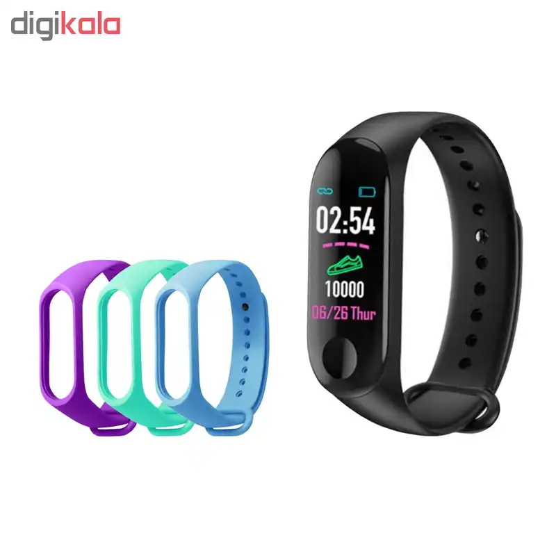 بند هوشمند مدل Health Bracelet New M3 به همراه سه عدد بند
