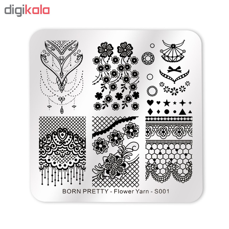 شابلون طراحی ناخن برن پرتی مدل Flower yarn S001