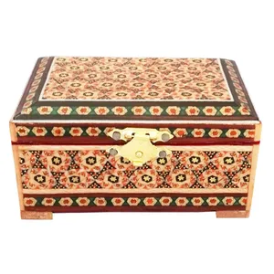 جعبه جواهرات خاتم کاری طرح گل قرمز کد MRK2