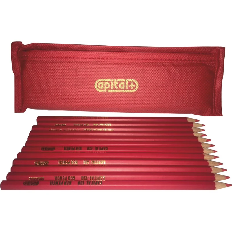 مداد کپیتال مدل REd12 بسته 12 عددی به همراه جامدادی کپیتال مدل 45