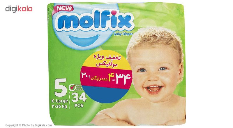پوشک مولفیکس سایز 5 بسته 4+30 عددی سایز L