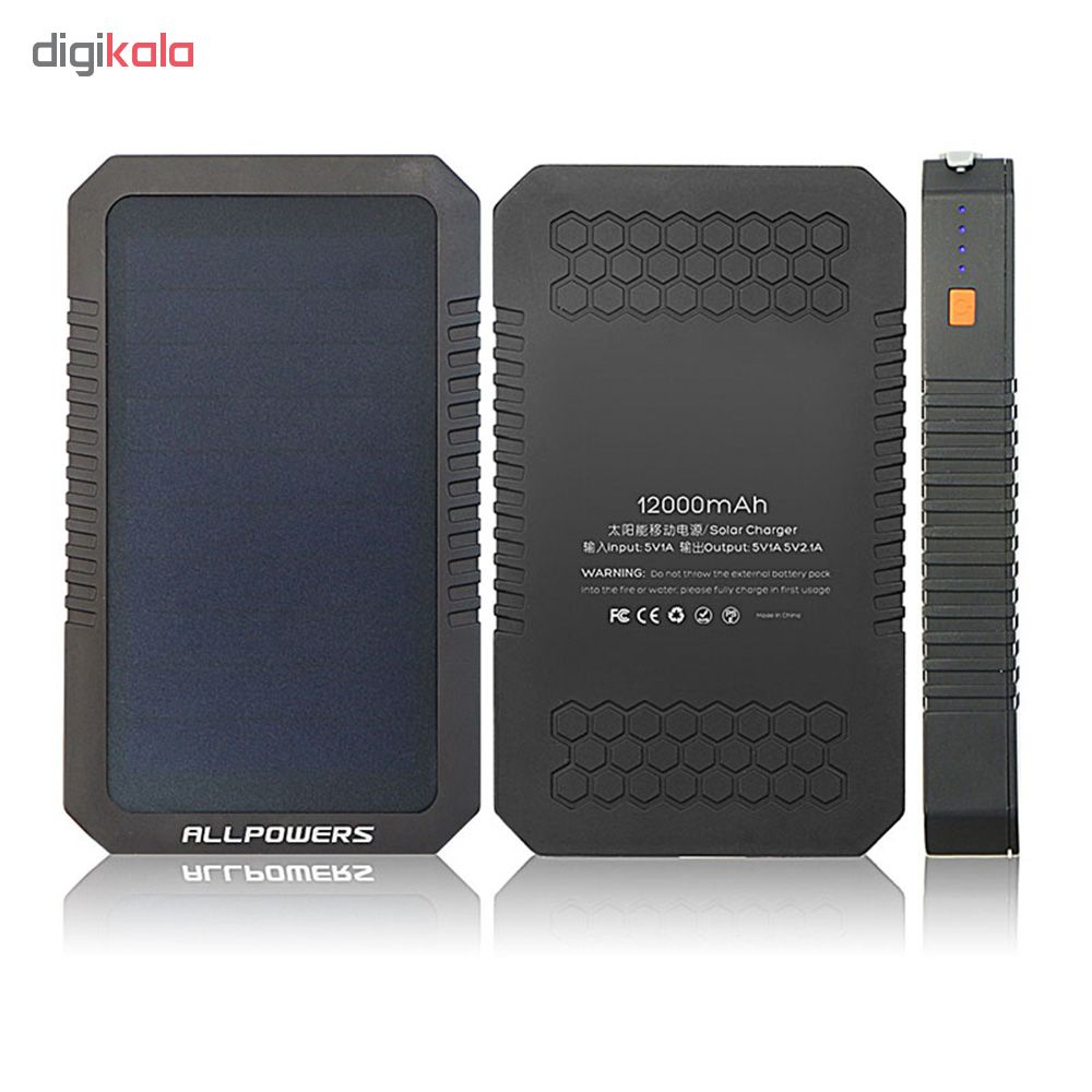 شارژر همراه خورشیدی آل پاورز مدل AP-SP-12 ظرفیت 12000 میلی آمپر ساعت