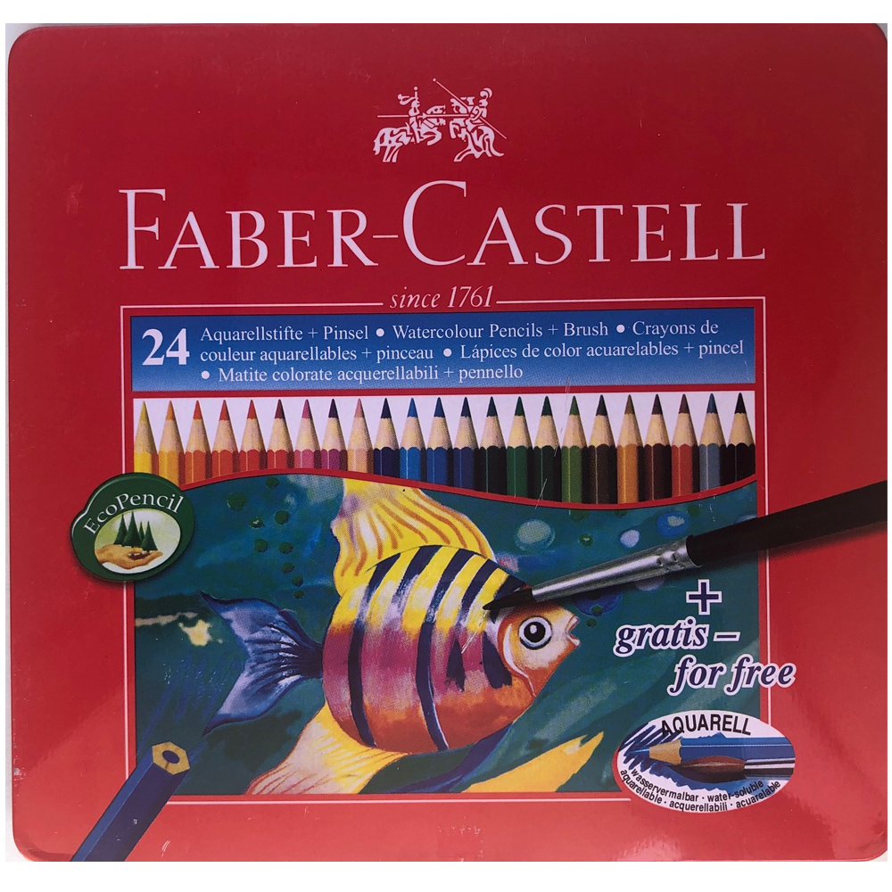 مداد آبرنگی 24 رنگ فابرکاستل مدل Classic جعبه فلزی
