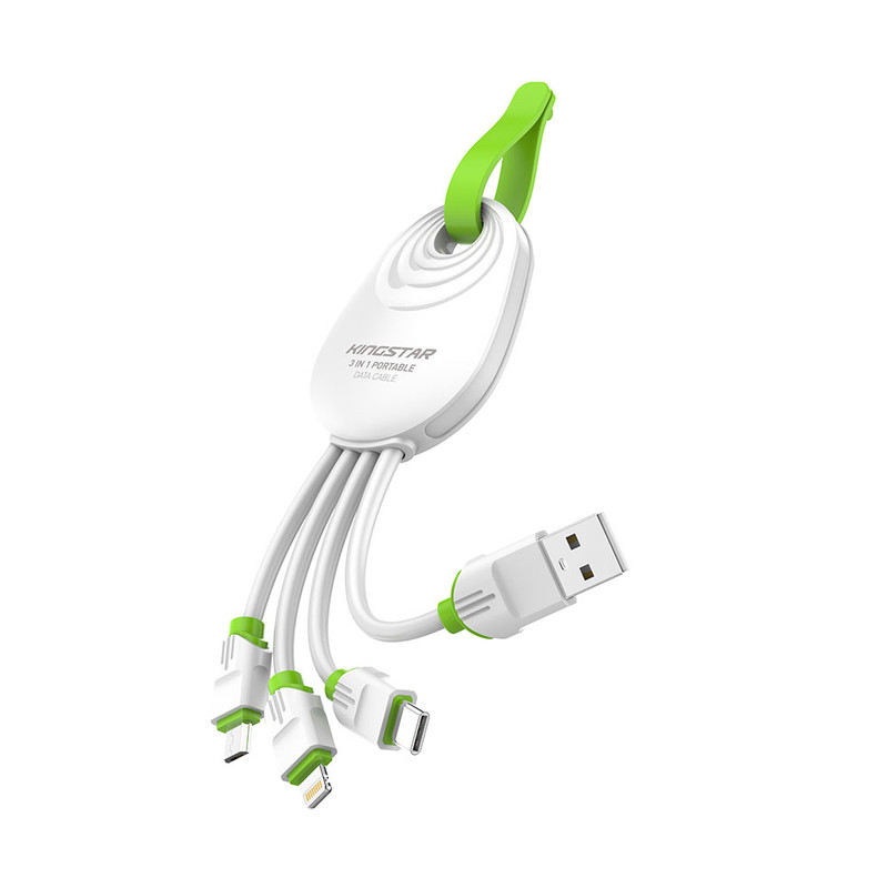 کابل تبدیل USB به USB-C/MicroUSB/لایتنینگ کینگ استار مدل K305 طول 0.15 متر