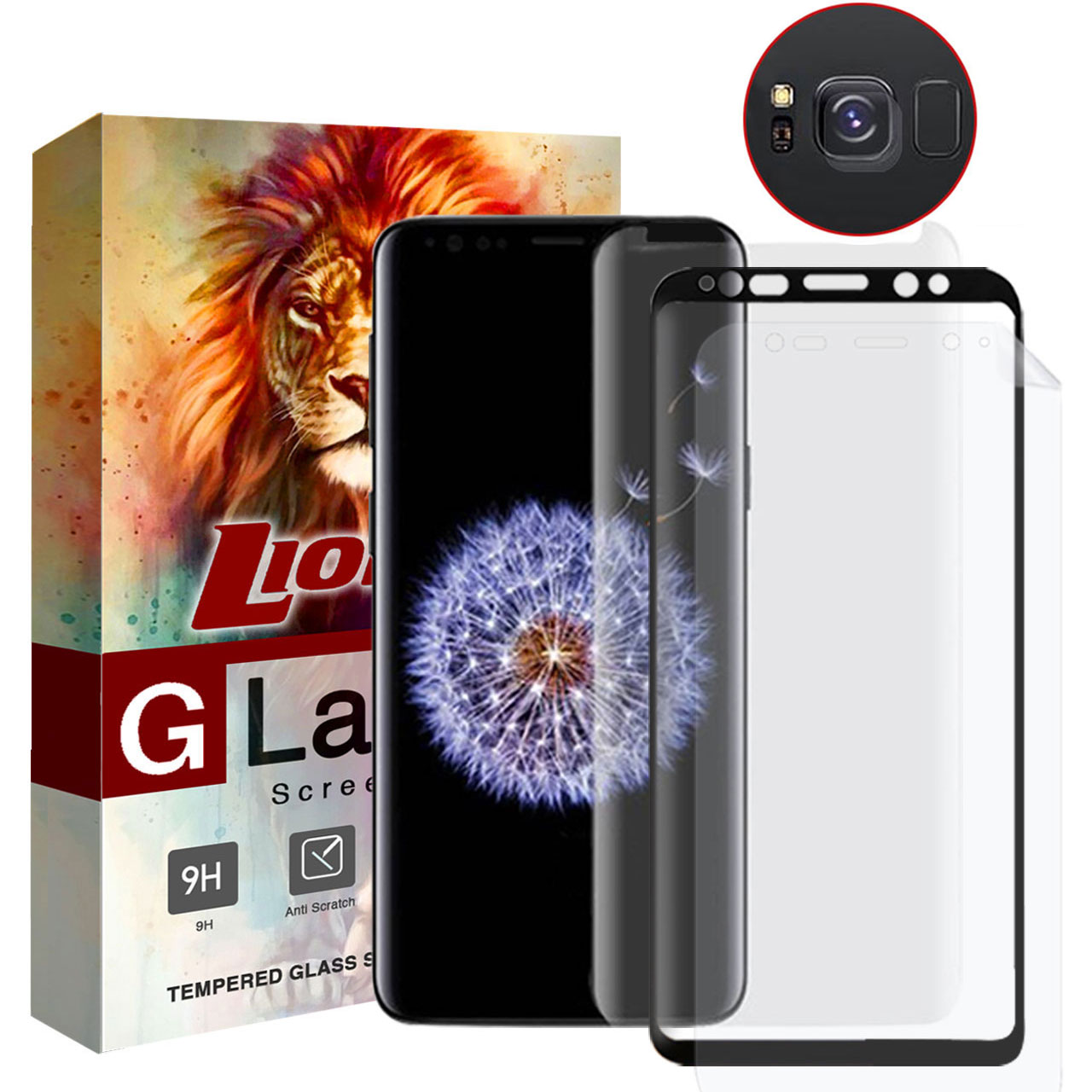 محافظ صفحه نمایش یووی لایت و 6D Dual و نانو لایونکس مدل LVB مناسب برای گوشی موبایل سامسونگ Galaxy S8 Plus مجموعه سه عددی به همراه محافظ لنز دوربین