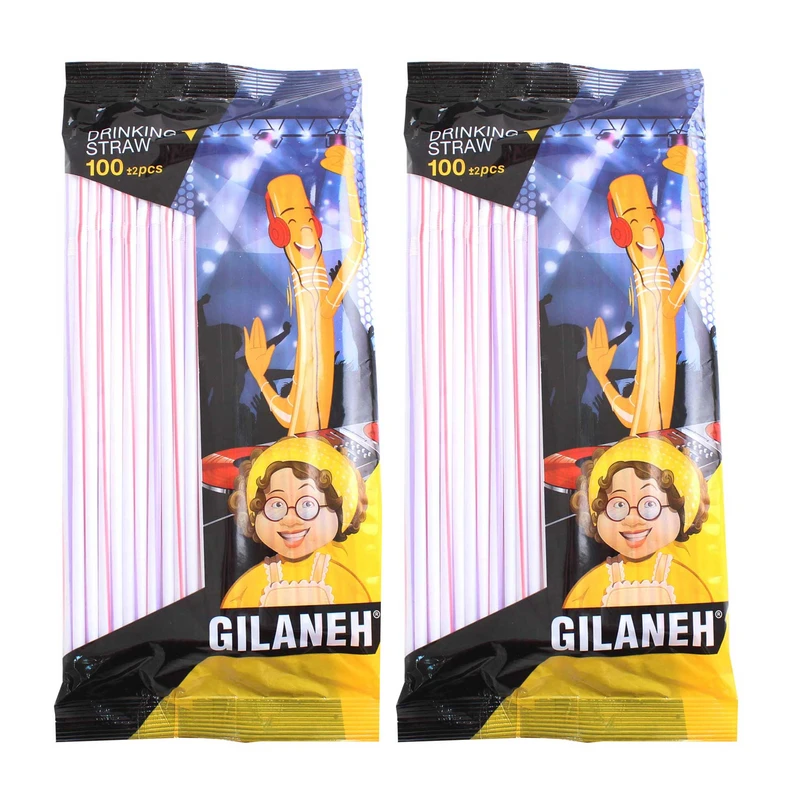 نی نوشیدنی گیلانه کد 02 بسته 100 عددی مجموعه 2 عددی