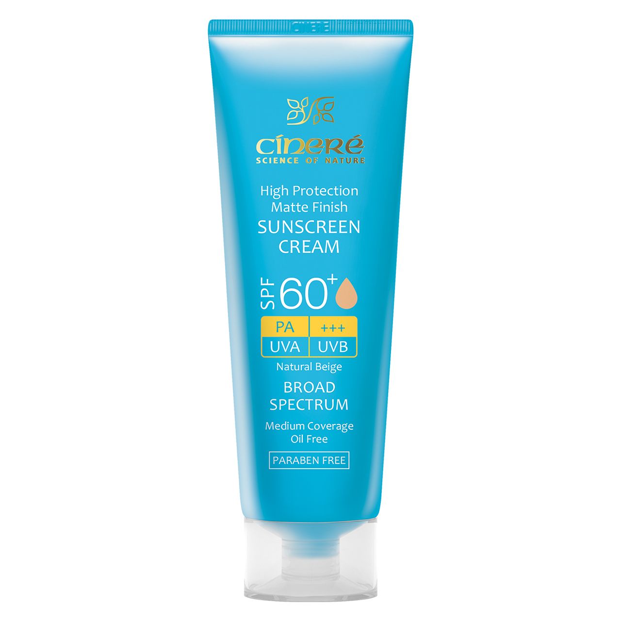 کرم ضد آفتاب رنگی سینره SPF60 مدل Natural Beige محافظ UVA ،UVB و +++PA، مناسب انواع پوست حجم 50 میلی‌لیتر -  - 1