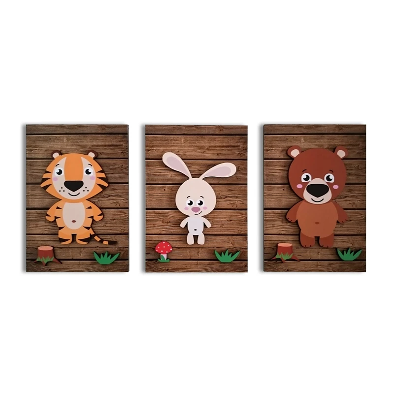 تابلو برجسته کودک باروچین مدل Land of Animals Series 4 بسته سه عددی