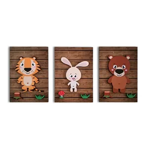 تابلو برجسته کودک باروچین مدل Land of Animals Series 4 بسته سه عددی