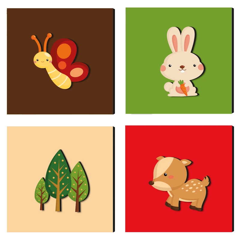 تابلو برجسته کودک باروچین مدل animals Series10 بسته چهار عددی