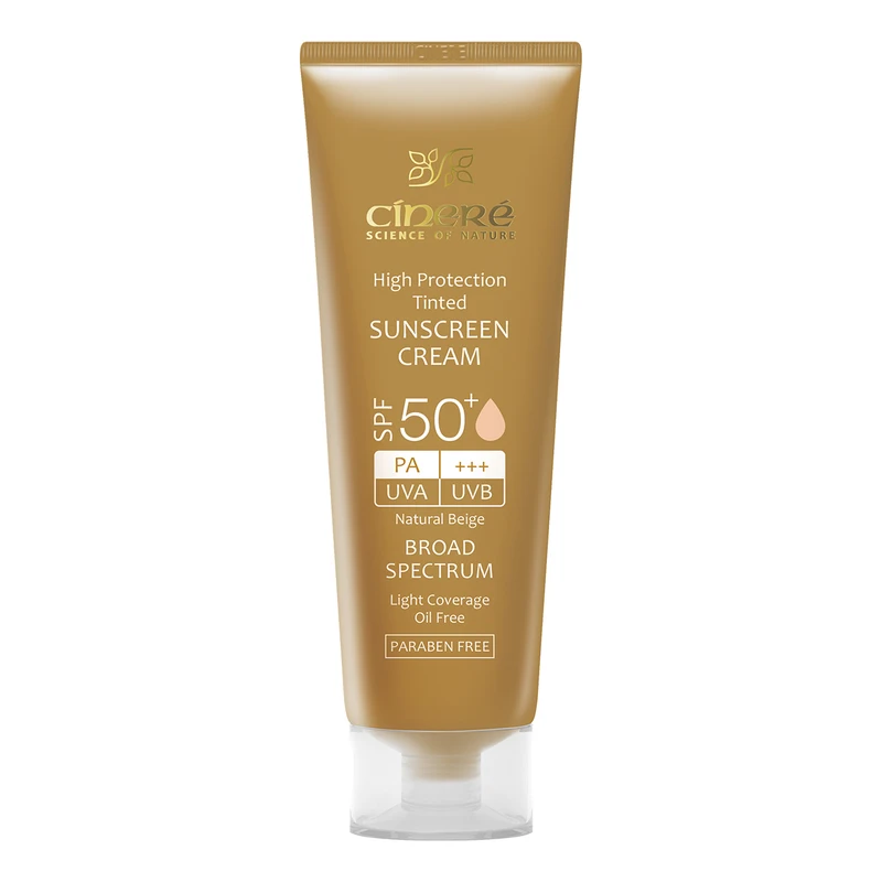 کرم ضد آفتاب رنگی سینره، SPF 50، مدل Natural Beige، مناسب انواع پوست با تنالیته متوسط و حجم 50 میلی‌لیتر، محافظت‌کننده در برابر اشعه‌های UVA و UVB، مرطوب‌کننده و فاقد پارابن، PA+++، دارای فرمولاسیون فاقد چربی و آنتی اکسیدان، با ماندگاری 2 ساعته