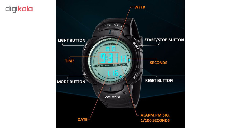 ساعت مچی دیجیتال مردانه گراویتی مدل VG9007