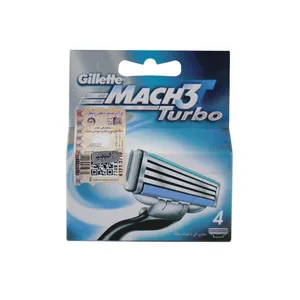 تیغ یدک ژیلت ليبل دار اصل مدل Mach 3 Turbo بسته ۴ عددی