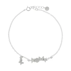 دستبند نقره زنانه طرح پروانه  کد N87191