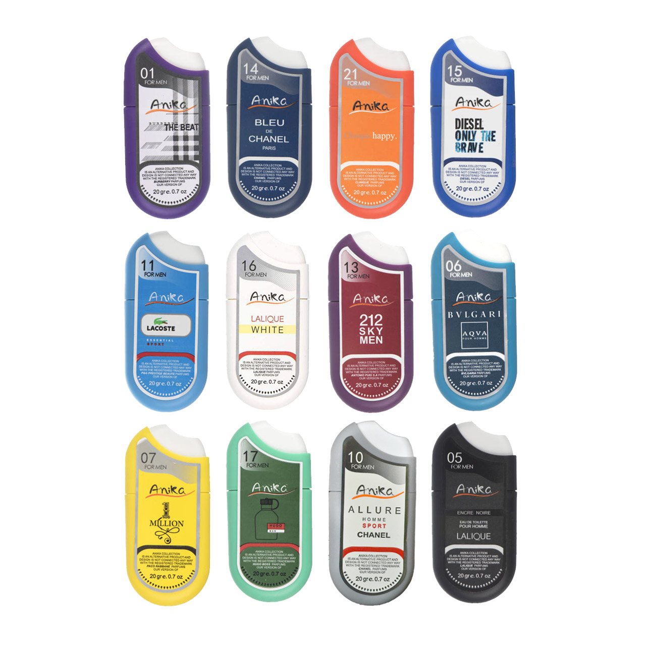 عطر جیبی مردانه آنیکا مدل M1 حجم 20 میلی لیتر مجموعه 12 عددی