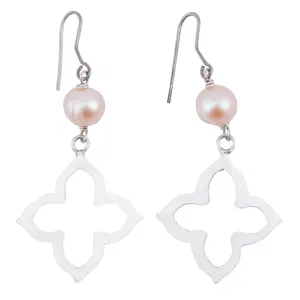 گوشواره نقره و مروارید سنگ و زر مدل sz111619