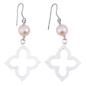 گوشواره نقره و مروارید سنگ و زر مدل sz111619