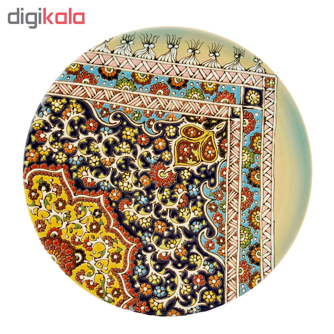 بشقاب مینا کاری سفالی طرح فرش کد 2112 