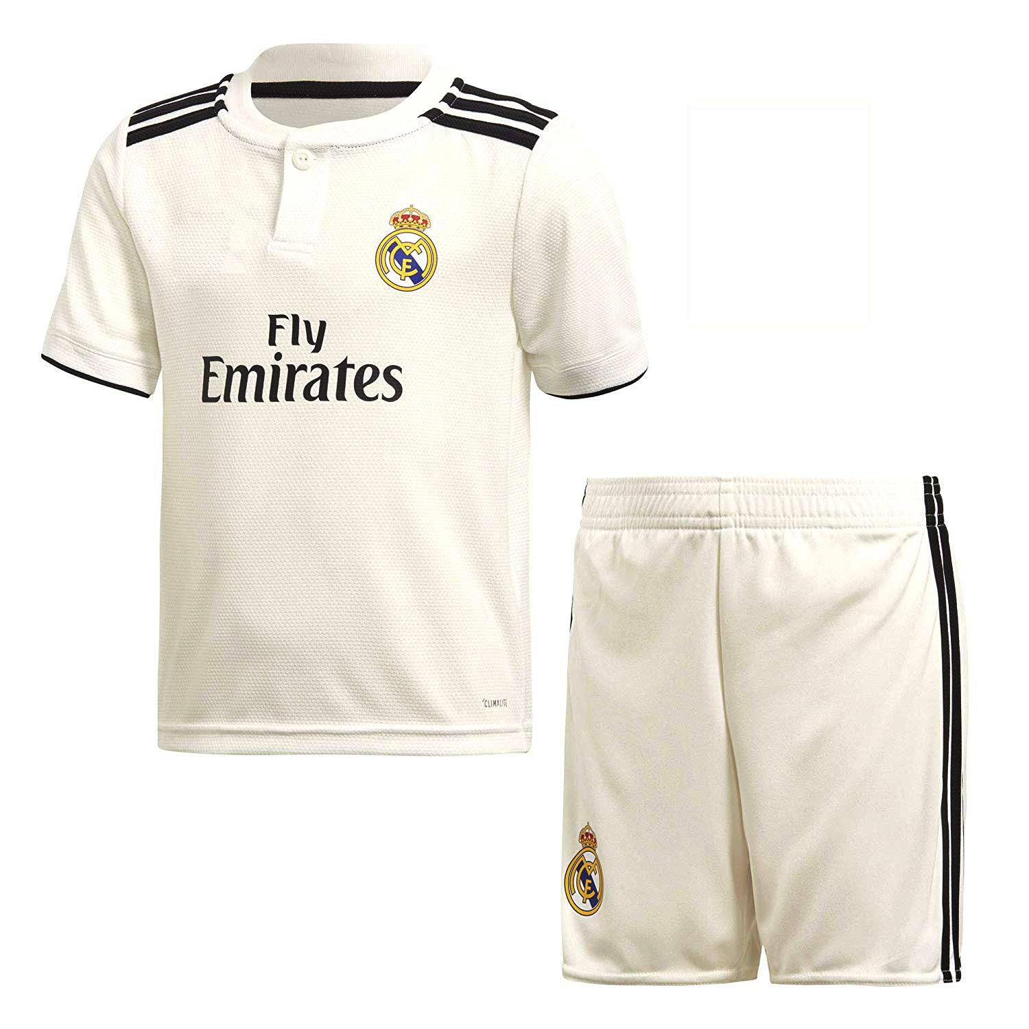 پیراهن و شورت ورزشی پسرانه طرح رئال مادرید کد 2018 رنگ سفید                      غیر اصل