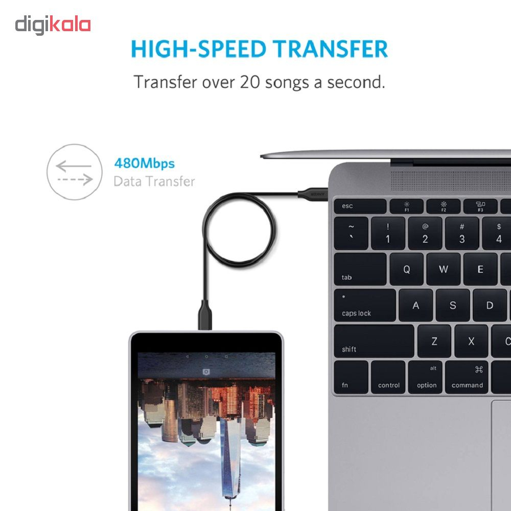 کابل تبدیل USB به USB-C انکر مدل Powerline A8182 طول 1.8 متر
