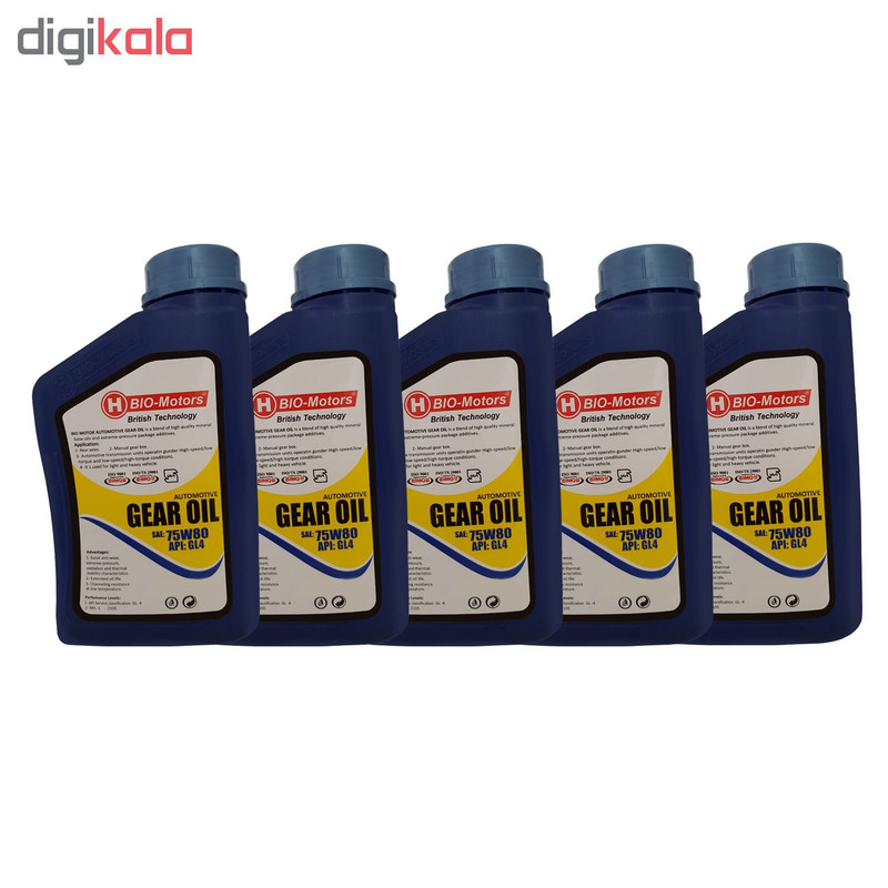روغن گیربکس خودرو بیو-موتورز مدل GL4 حجم 1لیتری 75W-80 بسته 5 عددی