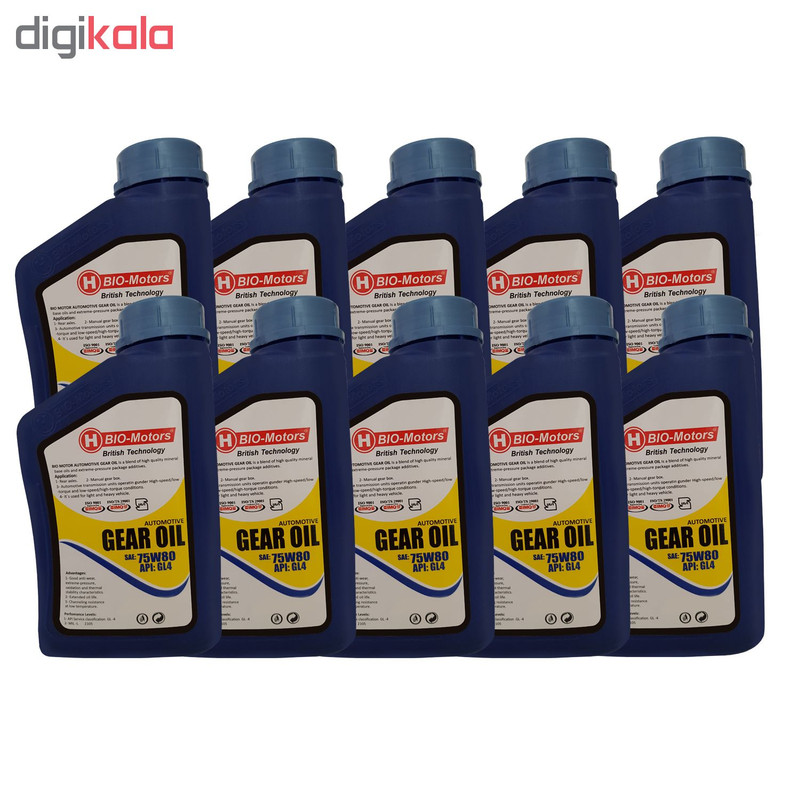 روغن گیربکس خودرو بیو-موتورز مدل GL4 حجم ۱ لیتری 75W-80 بسته 10 عددی