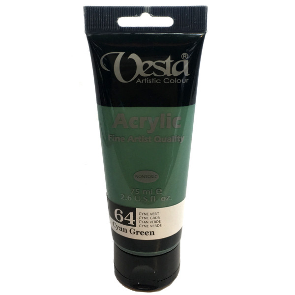 رنگ اکریلیک وستا مدل cyan green 64 حجم 75 میلی لیتر رنگ اکریلیک وستا مدل cyan green 64 حجم 75 میلی لیتر
