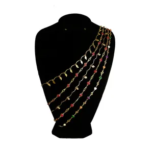 زنجیر زنانه برنجی 65 سانت مجموعه ۵ عددی مدل br341 