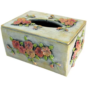 جعبه دستمال کاغذی دست نگار طرح شکوفه کد 01-20