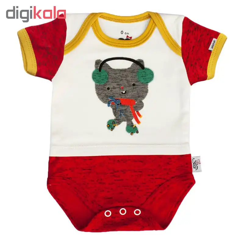 بادی آستین کوتاه نوزادی آدمک طرح گربه بازیگوش