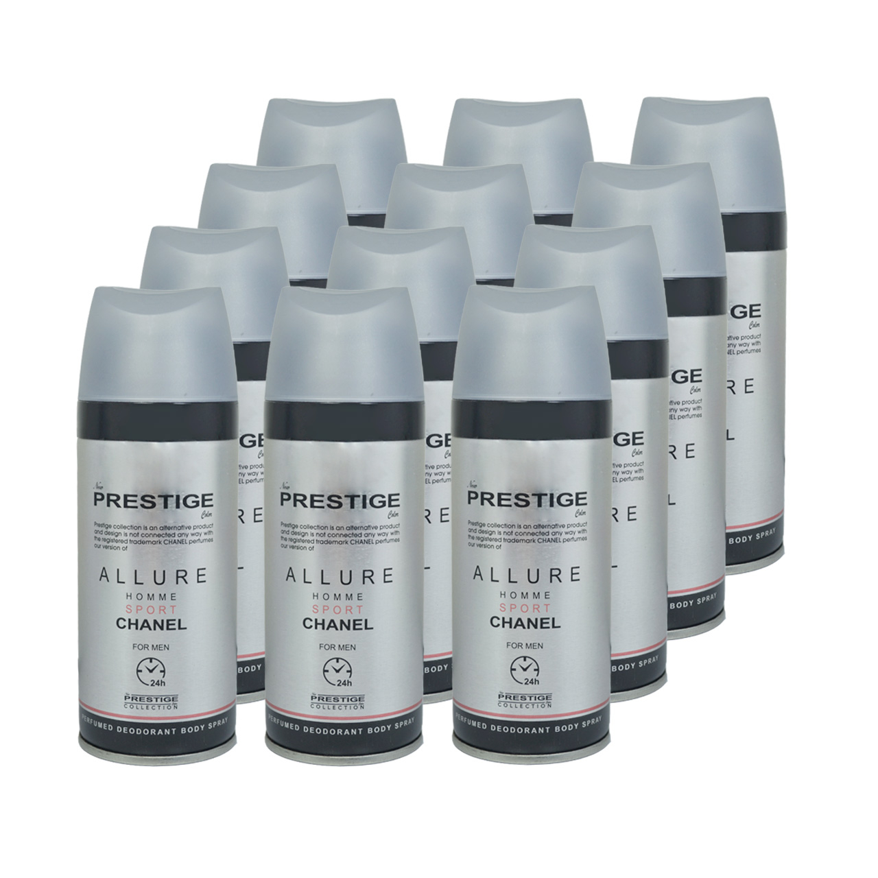 اسپری خوشبو کننده بدن مردانه پرستیژ مدل Chanel Allure Homme Sport حجم 150 میلی لیتر مجموعه 12 عددی