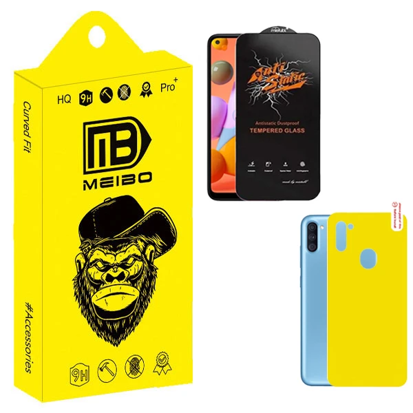 محافظ صفحه نمایش میبو مدل Antistatic Pro مناسب برای گوشی موبایل سامسونگ galaxy A11 به همراه محافظ پشت گوشی