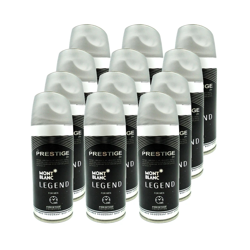 اسپری خوشبو کننده بدن مردانه پرستیژ مدل MONT BLANC legend جم 150 میلی لیتر مجموعه 12 عددی