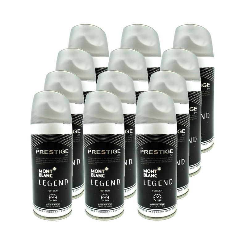 اسپری خوشبو کننده بدن مردانه پرستیژ مدل MONT BLANC legend جم 150 میلی لیتر مجموعه 12 عددی
