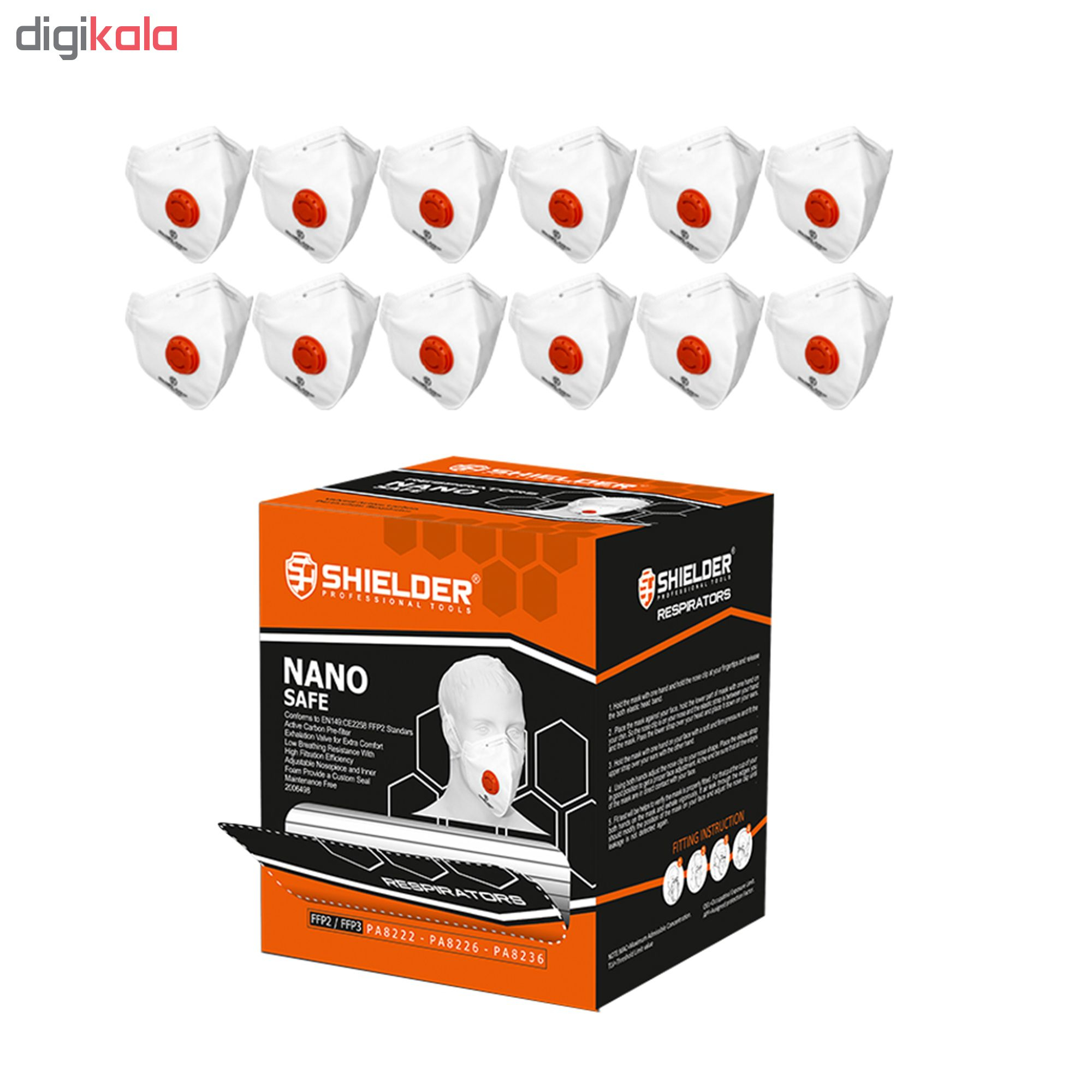 ماسک فیلتر دار شیلدر مدل SH-45 بسته 12 عددی