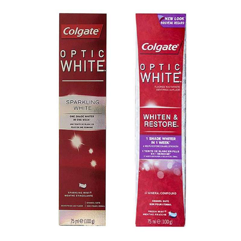 خمیر دندان کلگیت مدل Optic White حجم 75 میلی لیتر مجموعه 2 عددی