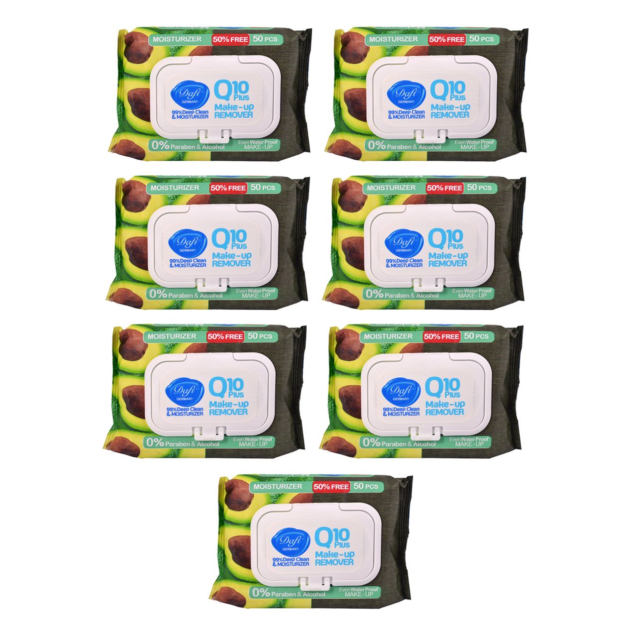 دستمال مرطوب پاک کننده آرایش دافی مدل Q10 moisturizer بسته 50 عددی مجموعه 7 عددی - - 1