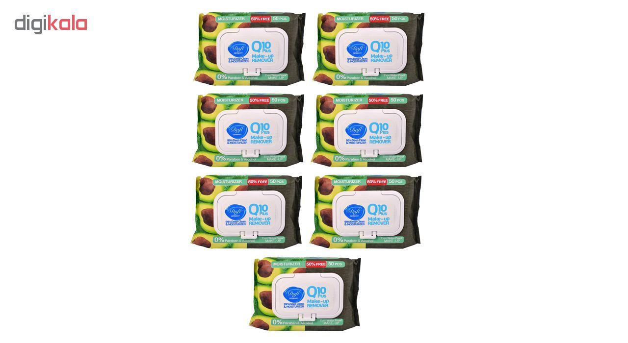 دستمال مرطوب پاک کننده آرایش دافی مدل Q10 moisturizer بسته 50 عددی مجموعه 7 عددی - - 2