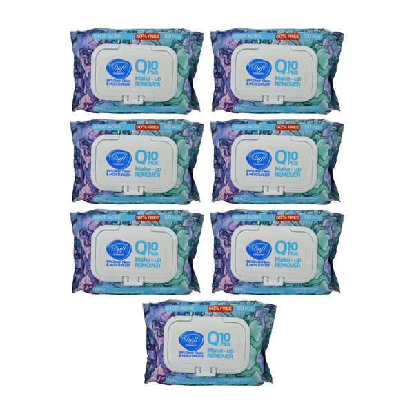 دستمال مرطوب پاک کننده آرایش دافی مدل Q10 Stop acne  بسته 50 عددی مجموعه 7 عددی دستمال مرطوب پاک کننده آرایش دافی مدل Q10 Stop acne  بسته 50 عددی مجموعه 7 عددی