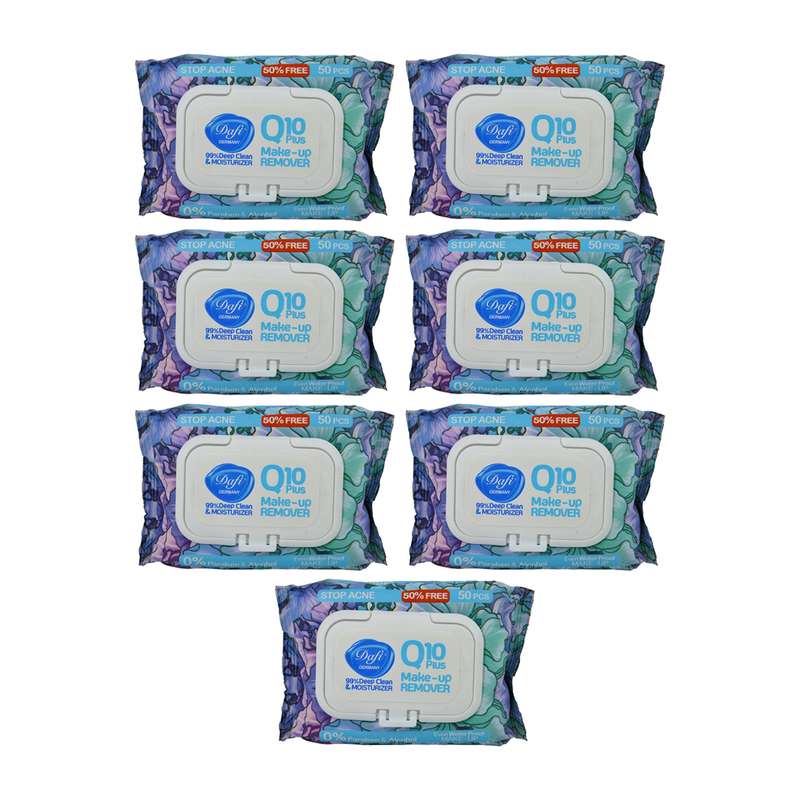 دستمال مرطوب پاک کننده آرایش دافی مدل Q10 Stop acne بسته 50 عددی مجموعه 7 عددی دستمال مرطوب پاک کننده آرایش دافی مدل Q10 Stop acne بسته 50 عددی مجموعه 7 عددی