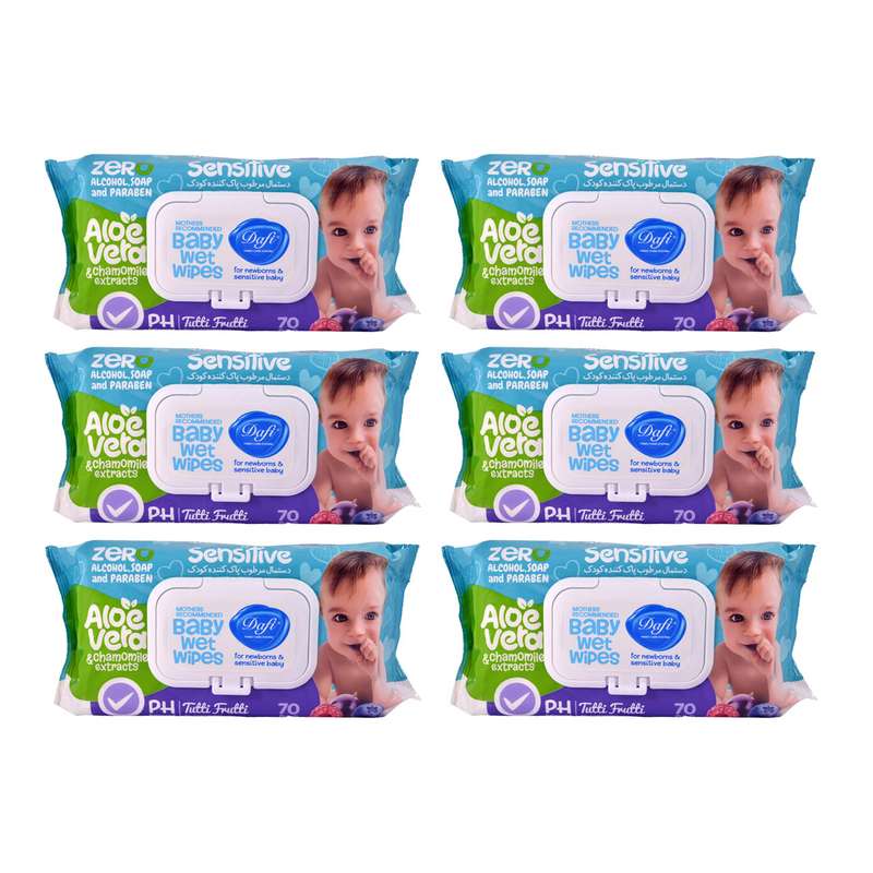 دستمال مرطوب دافی مدل Sensitive مجموعه 6 عددی