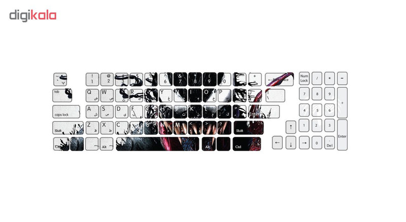 برچسب حروف فارسی کیبورد گراسیپا طرح Venom کد 102