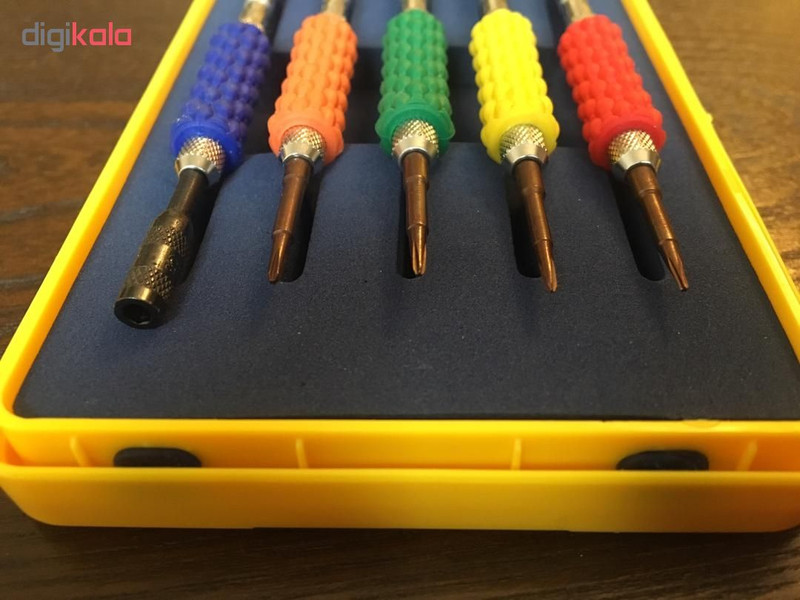 مجموعه 5 عددی پیچ گوشتی یاکسون مدل YX-8186 به همراه دو عدد قاب بازکن