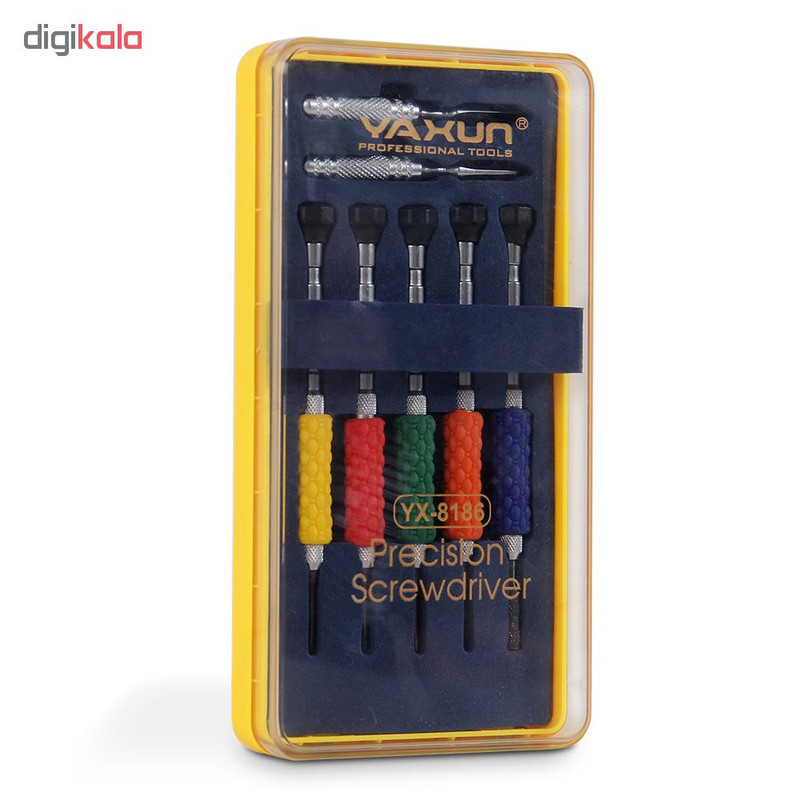مجموعه 5 عددی پیچ گوشتی یاکسون مدل YX-8186 به همراه دو عدد قاب بازکن