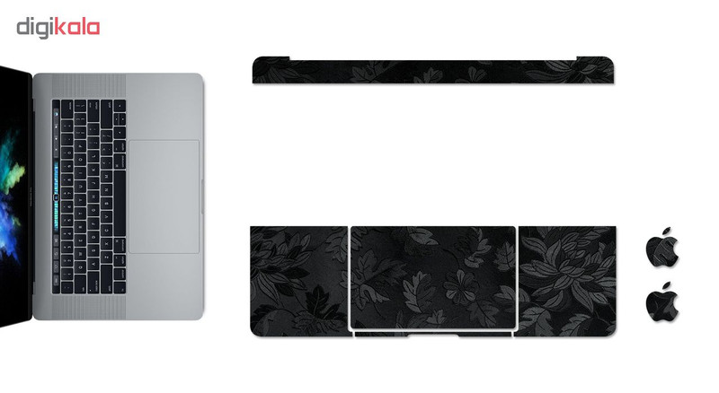 برچسب پوششی ماهوت مدل Black Wild-Flower مناسب برای لپ تاپ اپل Macbook Pro 2016 15inch Retina